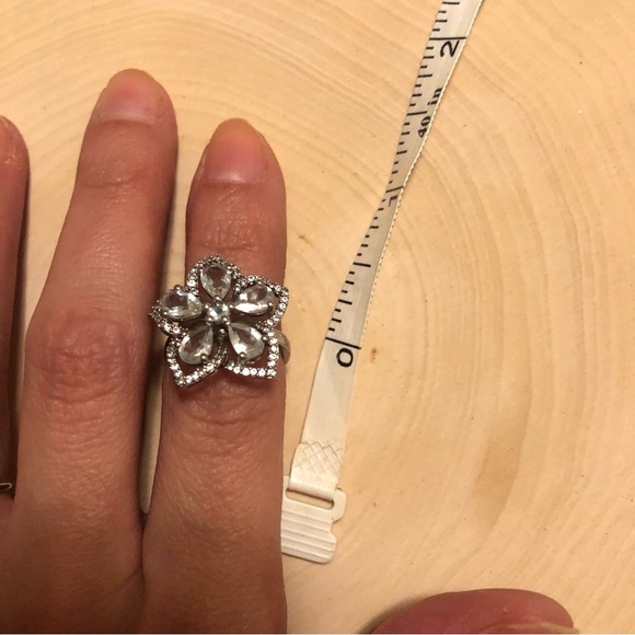 Sterling Silver Aquamarine flower ring 5 - Picture 7 of 7